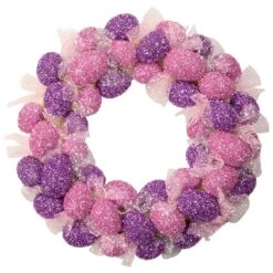 Northlight Glittered Pink And Purple Easter Egg Wreath 20" Unlit -Northlight D688738S 1 1