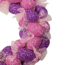 Northlight Glittered Pink And Purple Easter Egg Wreath 20" Unlit -Northlight D688738S 4