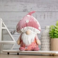 Northlight 10.5" Pink Springtime Floral Mushroom Gnome 10 Northlight 10.5" Pink Springtime Floral Mushroom Gnome -Northlight D688749S 2