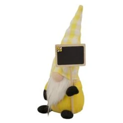 Northlight 10" Yellow Gingham Hat Springtime Gnome With Chalk Board 11 Northlight 10" Yellow Gingham Hat Springtime Gnome With Chalk Board -Northlight D688754S 3