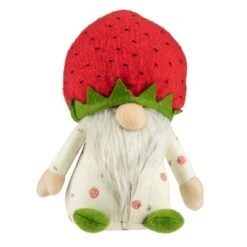 Northlight 9.5" Green & Red Boy Springtime Strawberry Gnome