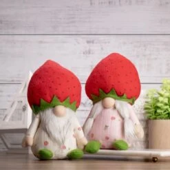 Northlight 9.5" Green & Red Boy Springtime Strawberry Gnome -Northlight D688757S 2