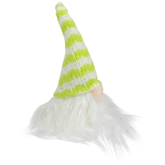 Northlight 7.5" Lime Green & White Striped Hat Spring Gnome 6 Northlight 7.5" Lime Green & White Striped Hat Spring Gnome - Image 4