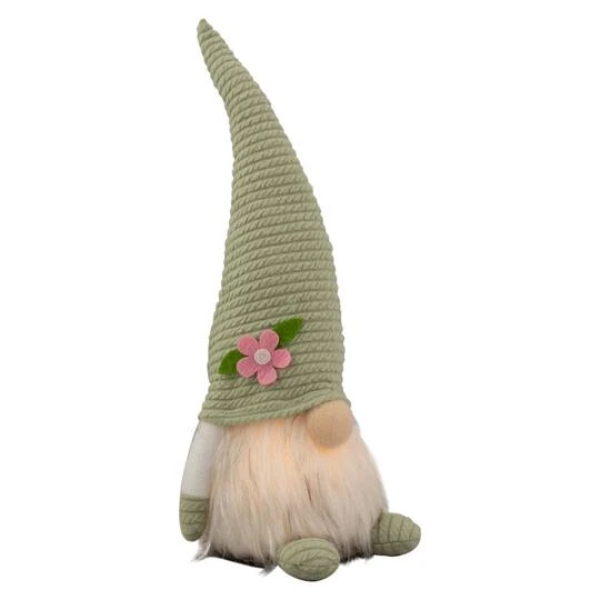 Northlight 12" Lighted Green Spring Gnome With Flower Hat 7 Northlight 12" Lighted Green Spring Gnome With Flower Hat - Image 5
