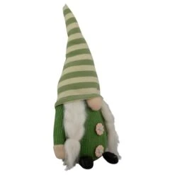 Northlight 9.25" Green Striped Hat Girl Springtime Gnome -Northlight D688768S 4