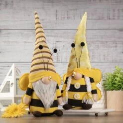 Northlight 17" Black & Yellow Bumblebee Girl Springtime Gnome -Northlight D688769S 2