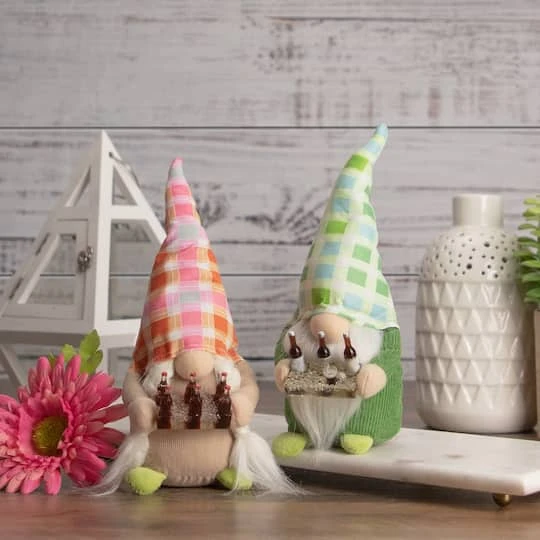 Northlight 9" Green & Blue Plaid Springtime Gnome 5 Northlight 9" Green & Blue Plaid Springtime Gnome - Image 3