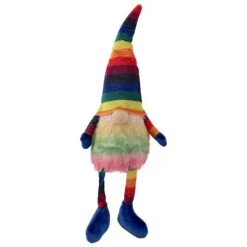 Northlight 20" Bright Striped Rainbow Springtime Gnome With Dangling Legs -Northlight D688814S 1 1
