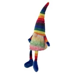 Northlight 20" Bright Striped Rainbow Springtime Gnome With Dangling Legs -Northlight D688814S 3