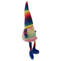 Northlight 20" Bright Striped Rainbow Springtime Gnome With Dangling Legs -Northlight D688814S 4