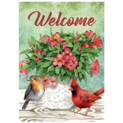 Northlight Welcome Cardinal Bird & Spring Bouquet Flag