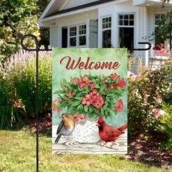 Northlight Welcome Cardinal Bird & Spring Bouquet Flag -Northlight D688860S 3