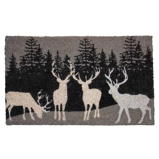 Northlight Natural Coir Forest Reindeer Christmas Doormat 3 Northlight Natural Coir Forest Reindeer Christmas Doormat