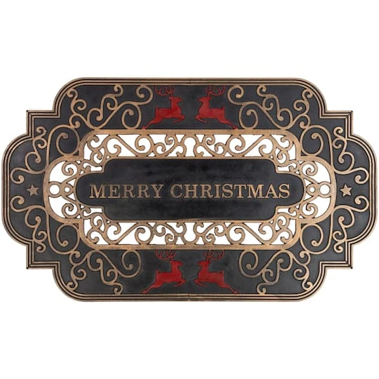 Northlight Red Reindeer Merry Christmas Doormat 3 Northlight Red Reindeer Merry Christmas Doormat