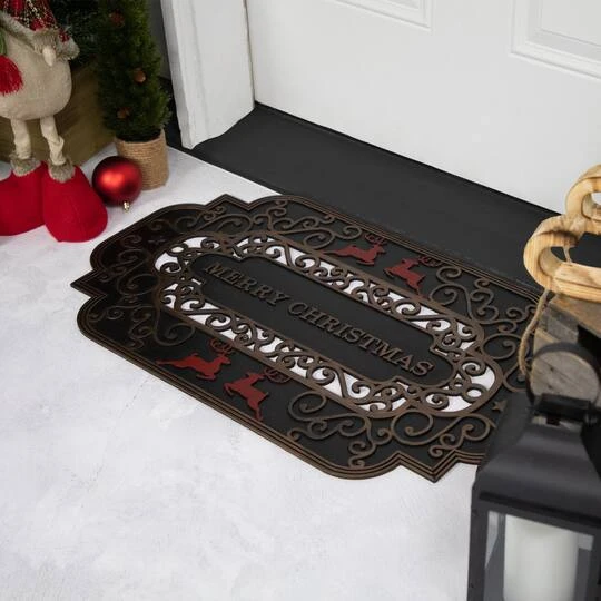Northlight Red Reindeer Merry Christmas Doormat 6 Northlight Red Reindeer Merry Christmas Doormat - Image 4