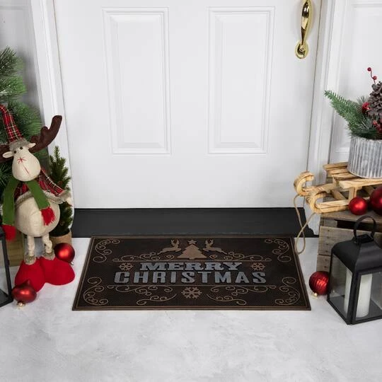 Northlight Gold & Silver Reindeer Merry Christmas Doormat 8 Northlight Gold & Silver Reindeer Merry Christmas Doormat - Image 6