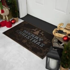 Northlight Gold & Silver Reindeer Merry Christmas Doormat 18 Northlight Gold & Silver Reindeer Merry Christmas Doormat -Northlight D716664S 13
