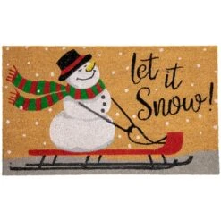 Northlight 30" Let It Snow Natural Coir Rectangular Christmas Doormat