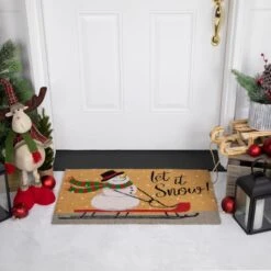 Northlight 30" Let It Snow Natural Coir Rectangular Christmas Doormat 11 Northlight 30" Let It Snow Natural Coir Rectangular Christmas Doormat -Northlight D716711S 2