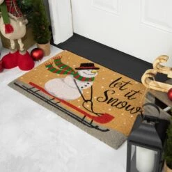 Northlight 30" Let It Snow Natural Coir Rectangular Christmas Doormat 12 Northlight 30" Let It Snow Natural Coir Rectangular Christmas Doormat -Northlight D716711S 3