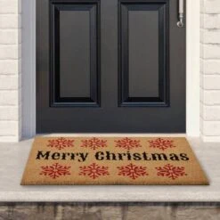 Northlight 30" Merry Christmas Snowflake Natural Coir Doormat -Northlight D716724S 2