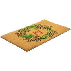 Northlight 30" Joy Wreath Natural Coir Christmas Doormat 13 Northlight 30" Joy Wreath Natural Coir Christmas Doormat -Northlight D716725S 4