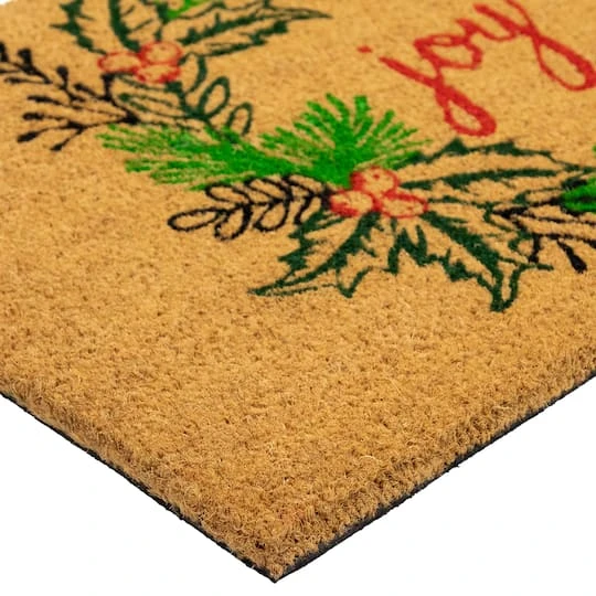 Northlight 30" Joy Wreath Natural Coir Christmas Doormat 8 Northlight 30" Joy Wreath Natural Coir Christmas Doormat - Image 6