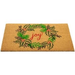 Northlight 30" Joy Wreath Natural Coir Christmas Doormat 15 Northlight 30" Joy Wreath Natural Coir Christmas Doormat -Northlight D716725S 6