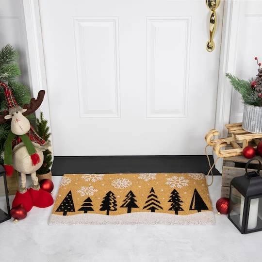 Northlight 30" Natural Coir Trees & Snowflakes Christmas Doormat 5 Northlight 30" Natural Coir Trees & Snowflakes Christmas Doormat - Image 3