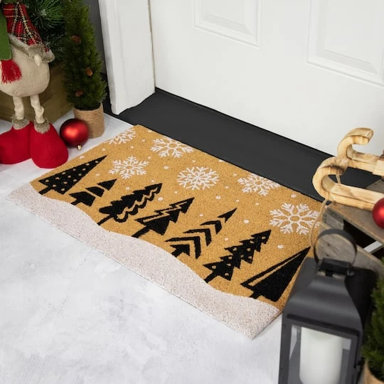 Northlight 30" Natural Coir Trees & Snowflakes Christmas Doormat 6 Northlight 30" Natural Coir Trees & Snowflakes Christmas Doormat - Image 4