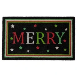 Northlight 30" Black Coir Merry Christmas Doormat