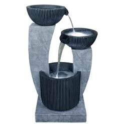 Northlight 32" Lighted Blue Modern Tiered Outdoor Garden Water Fountain -Northlight D716941S 1 1