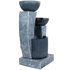 Northlight 32" Lighted Blue Modern Tiered Outdoor Garden Water Fountain -Northlight D716941S 5