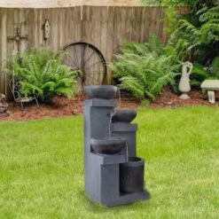 Northlight 23" LED Cascading 4-Tier Bowl Outdoor Water Fountain -Northlight D716944S 2