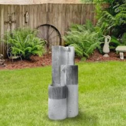 Northlight 24" Gray Speckled Modern Style 3-Tier Rainfall Outdoor Water Fountain -Northlight D716947S 2