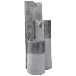 Northlight 24" Gray Speckled Modern Style 3-Tier Rainfall Outdoor Water Fountain -Northlight D716947S 3