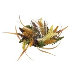 Northlight 18" Autumn Harvest Pillar Candle Holder With Artificial Fall Foliage -Northlight D736613S 1 1