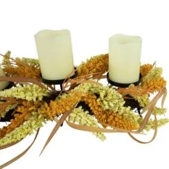 Northlight 22" Autumn Harvest Triple Candle Holder With Artificial Fall Foliage 14 Northlight 22" Autumn Harvest Triple Candle Holder With Artificial Fall Foliage -Northlight D736615S 5
