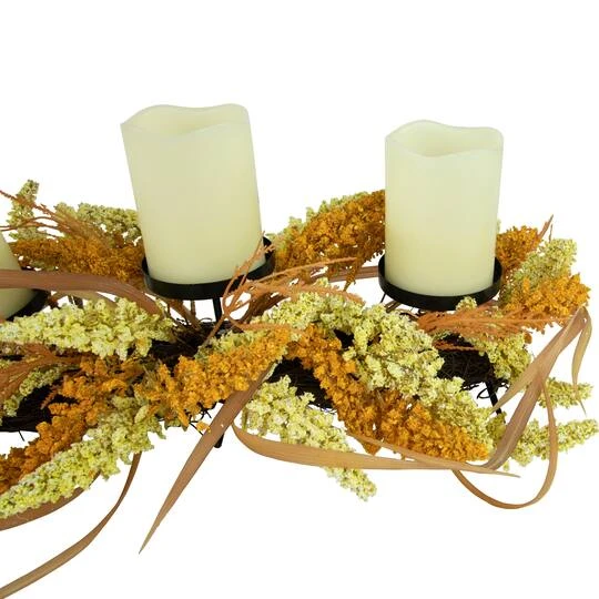 Northlight 22" Autumn Harvest Triple Candle Holder With Artificial Fall Foliage 8 Northlight 22" Autumn Harvest Triple Candle Holder With Artificial Fall Foliage - Image 6