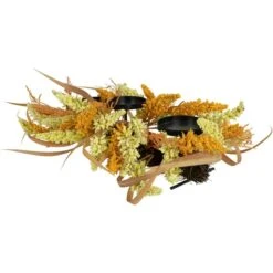 Northlight 22" Autumn Harvest Triple Candle Holder With Artificial Fall Foliage 15 Northlight 22" Autumn Harvest Triple Candle Holder With Artificial Fall Foliage -Northlight D736615S 6