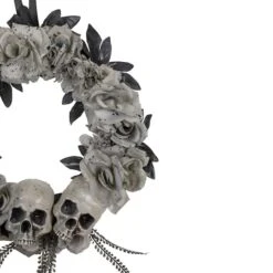 Northlight 16" Double Skull & Gray Roses Halloween Wreath -Northlight D736617S 4