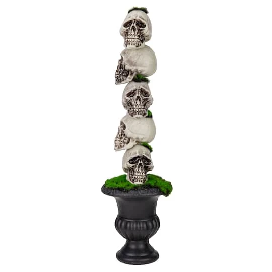 Northlight 16" Skull Tower Topiary In Urn Halloween Decoration 3 Northlight 16" Skull Tower Topiary In Urn Halloween Decoration