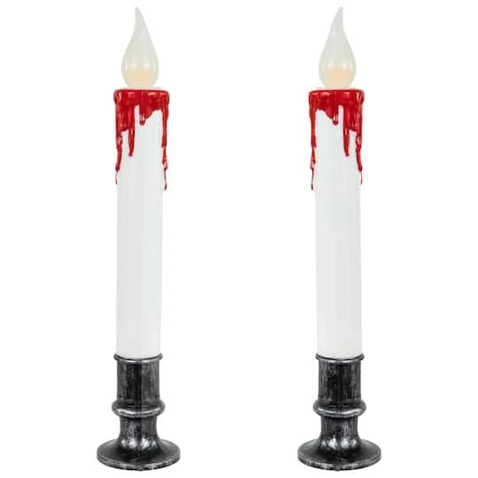 Northlight 9" Pre-Lit LED White & Red Halloween Candles, 2ct. 3 Northlight 9" Pre-Lit LED White & Red Halloween Candles, 2ct.