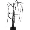 Northlight 24" LED Lighted Black Glittered Halloween Willow Tree With Bats