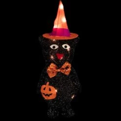 Northlight 24" Lighted Black Cat In Witch's Hat Outdoor Halloween Decoration 12 Northlight 24" Lighted Black Cat In Witch's Hat Outdoor Halloween Decoration -Northlight D736651S 3