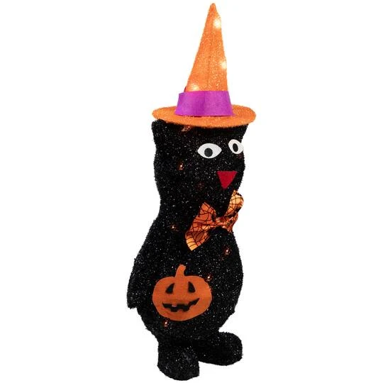 Northlight 24" Lighted Black Cat In Witch's Hat Outdoor Halloween Decoration 8 Northlight 24" Lighted Black Cat In Witch's Hat Outdoor Halloween Decoration - Image 6