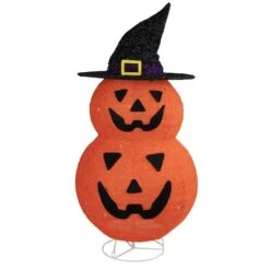 Northlight 34" Jack-O'-Lanterns In Witch's Hat Outdoor Halloween Decoration
