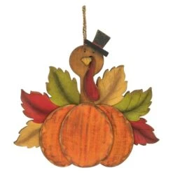 Northlight 12" Turkey With Pumpkin Fall Harvest Hanging Decoration -Northlight D736657S 1 1