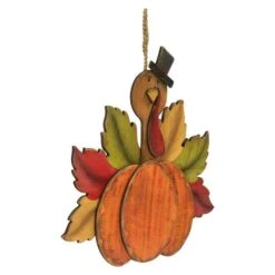 Northlight 12" Turkey With Pumpkin Fall Harvest Hanging Decoration -Northlight D736657S 2