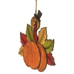 Northlight 12" Turkey With Pumpkin Fall Harvest Hanging Decoration -Northlight D736657S 3